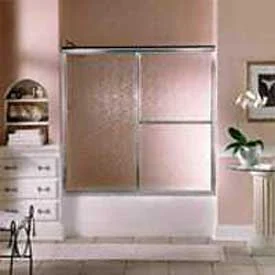 58 Inch Chrome Obscure Glass Tub Enclosure