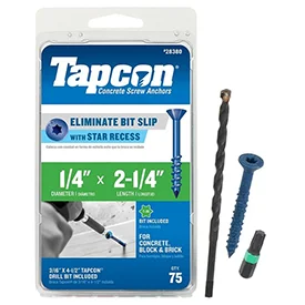 TAPCON 28380 Concrete Screw, 1/4 in x 2-1/4 in, Flat Head, Climaseal, 75/PK