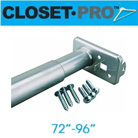 Adjustable Closet Rod, Zinc, 72–96 Inches