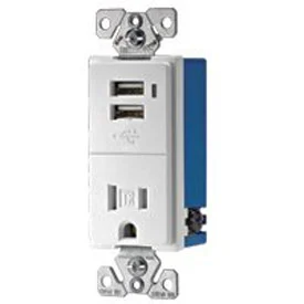 TR7740W-K Tamper-Resistant Receptacle with Dual USB Charging Ports, White