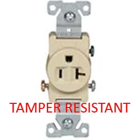 TR1877V 20A Ivory Tamper Resistant Single Receptacle
