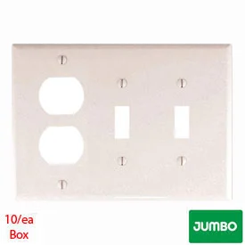 3-Gang Jumbo Toggle Switch Plate White Metal
