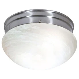 9.5-Inch 2-Light Mushroom Flush Mount, Satin Nickel Finish