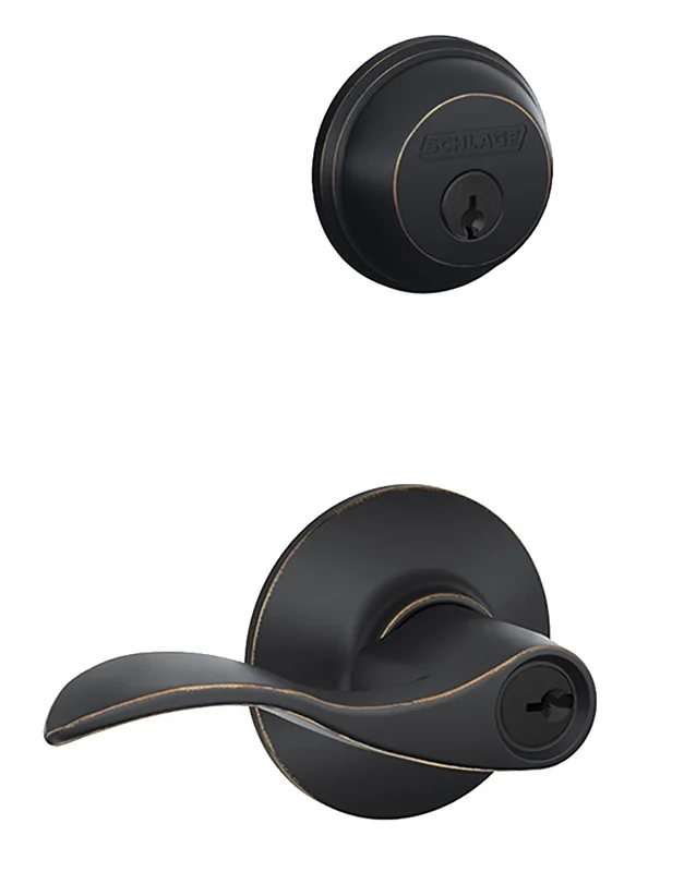 Accent Lever Entry Combo Deadbolt Set, Aged Bronze