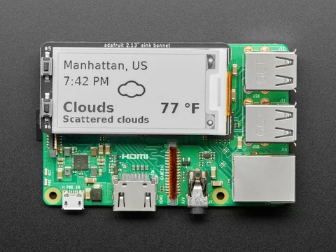 Adafruit 2.13" Monochrome E-Ink Bonnet for Raspberry Pi - SSD1680