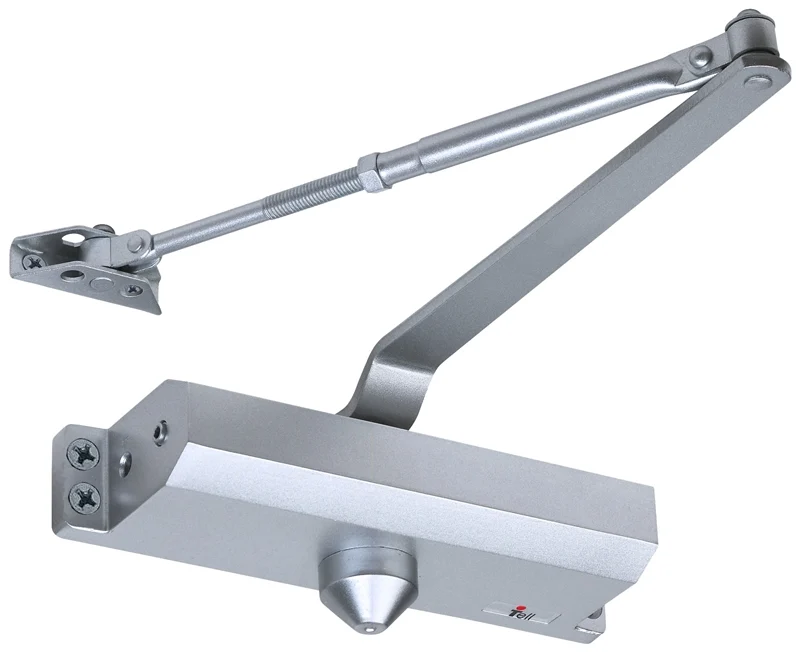 Aluminum Door Closer, Adjustable Size 1-4 Spring, Tri-Pack Mount