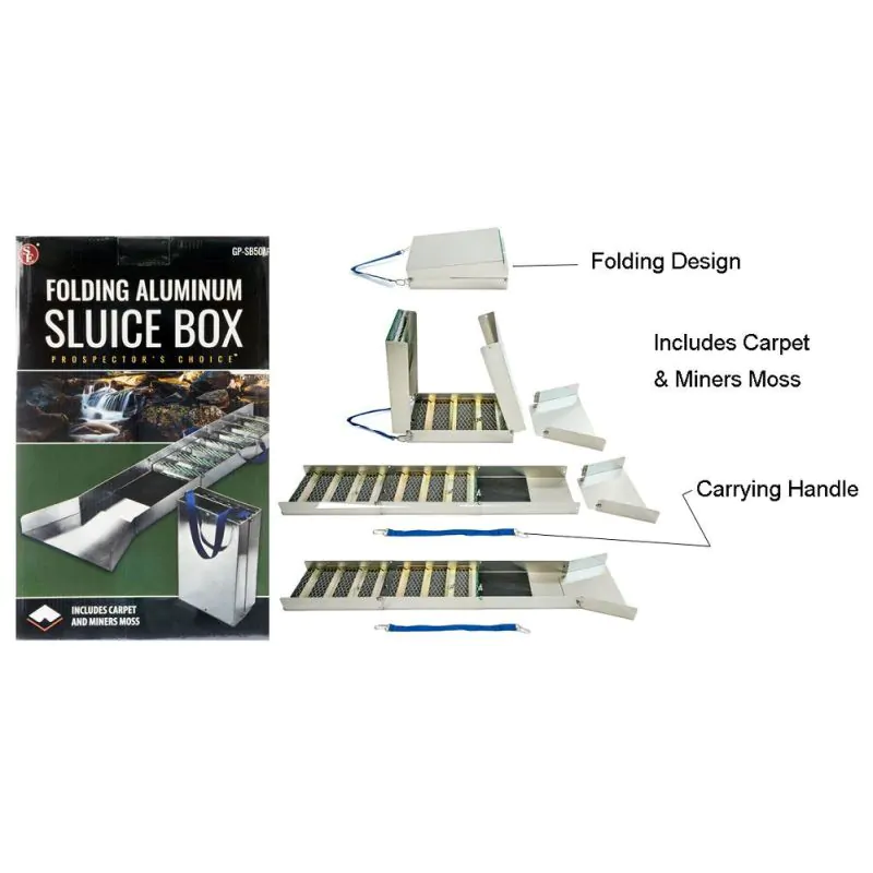 Aluminum Folding Sluice Box - Extended 50 inch Folded 15 inch, Mining, Miners