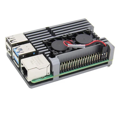 Armor Case with Dual Fan for Raspberry Pi 4 Model B - Grey