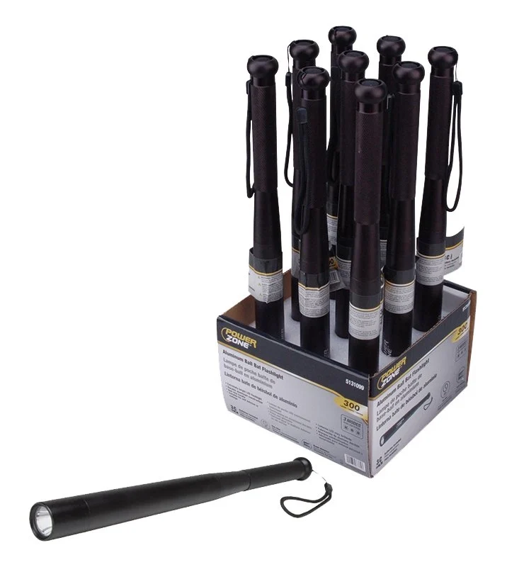 Ball Bat Flashlight, Black Aluminum, 16 in.