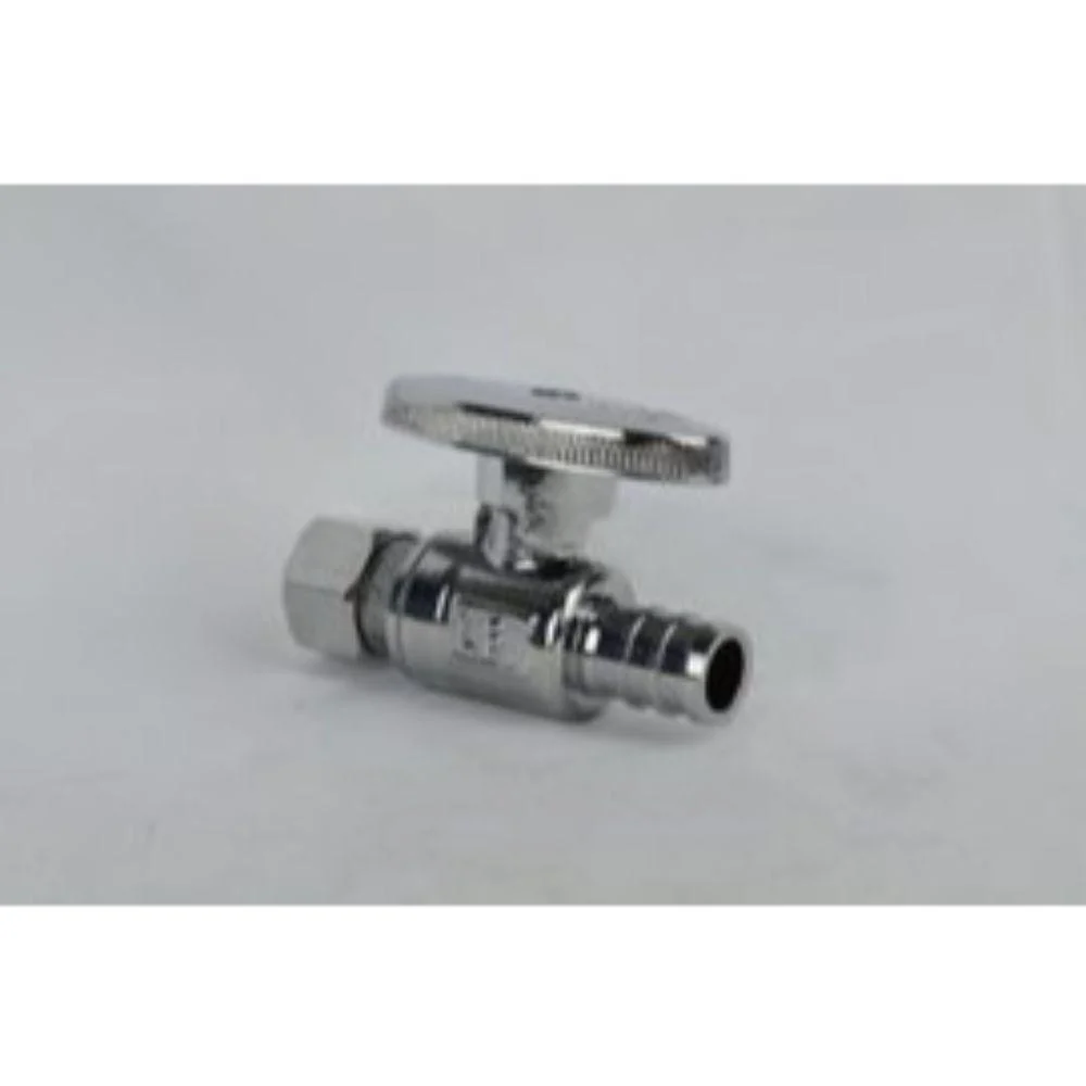Ball Type Stop-Chrome Straight Stop 3/8" X 1/2" PEX