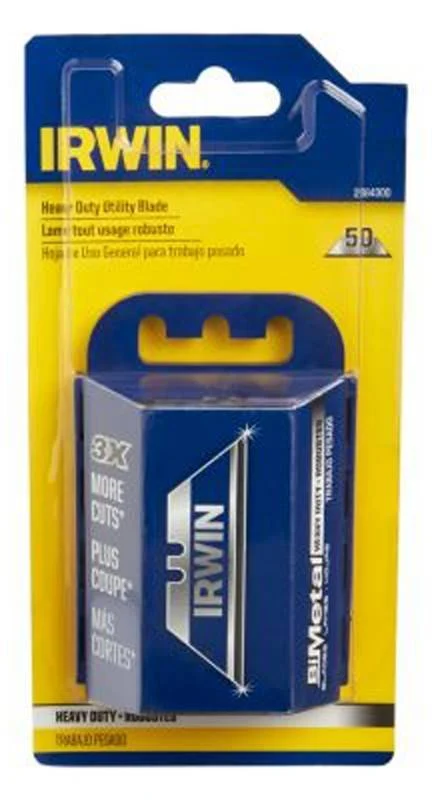 Bi-Metal Utility Knife Blades with Dispenser, 50 Pack