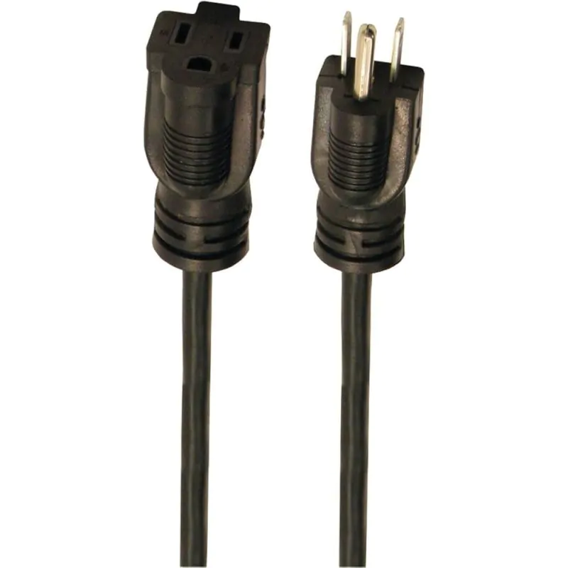 Black 16/3, 15ft, Extension Cord, Power Cord, Grounded