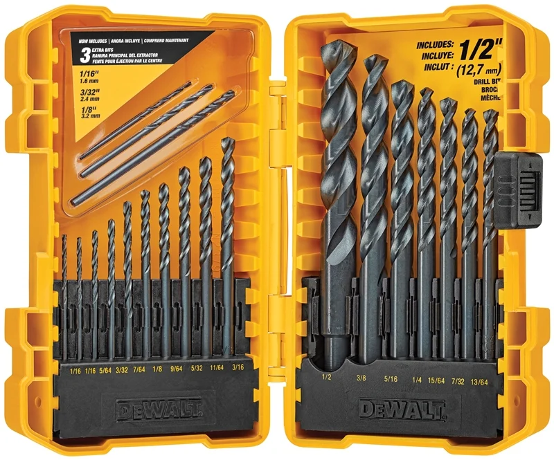 Black Oxide HSS Drill Bit Set with Tough Case, 20-Piece