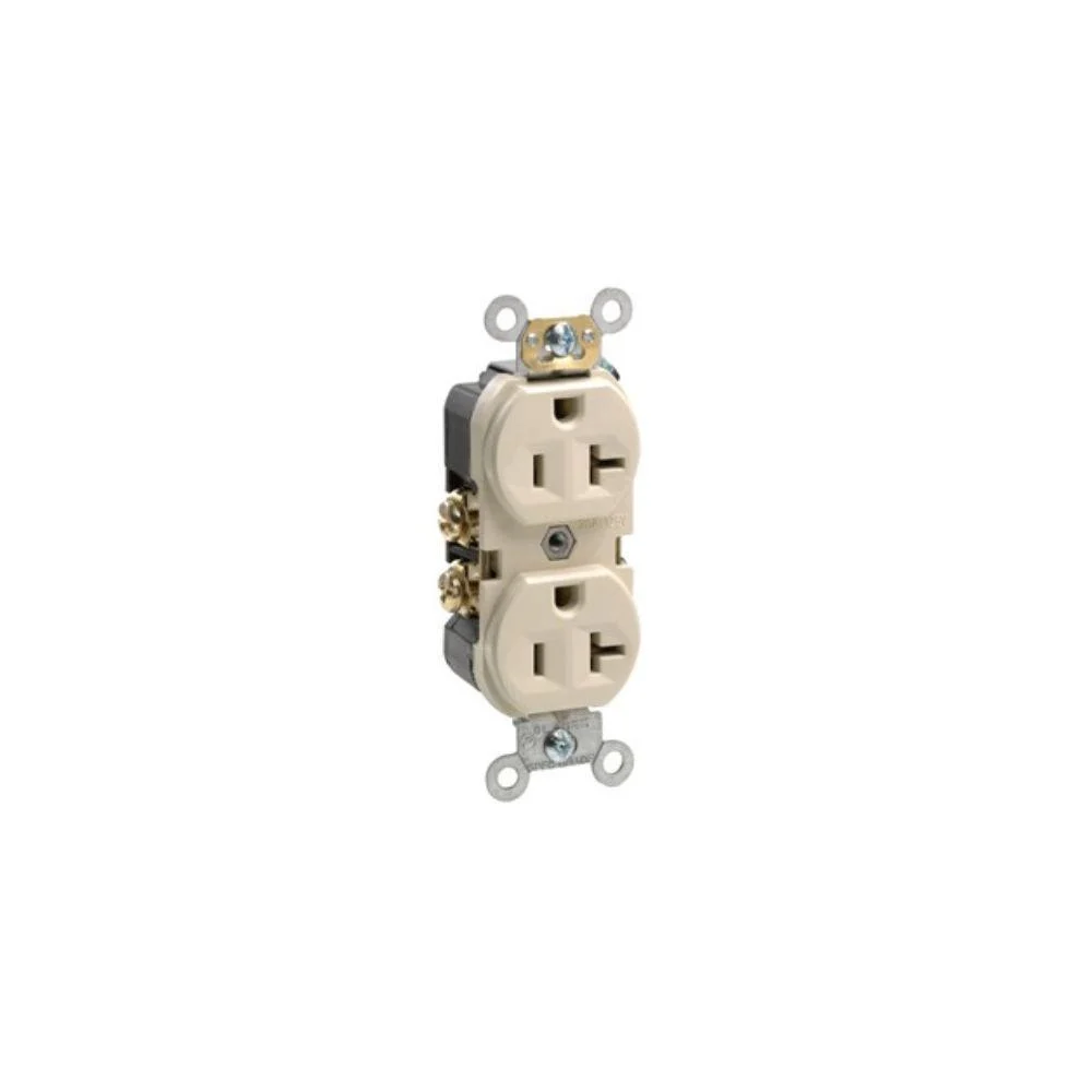 BR20-I Leviton Commercial Duplex Receptacle, 20 Amp, 125 Volt - Ivory