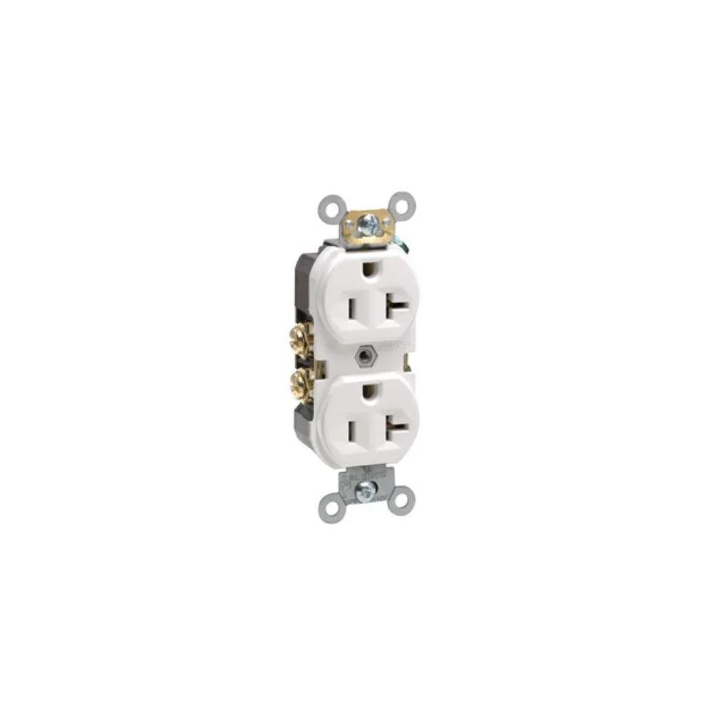 BR20-W Leviton Commercial Duplex Receptacle, 20 Amp, 125 Volt - White