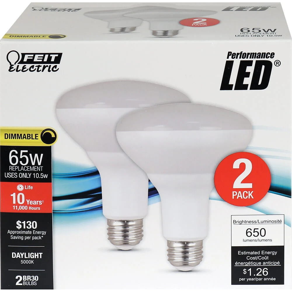 BR30 LED Flood Bulb 65W Equivalent Daylight 5000K Dimmable E26