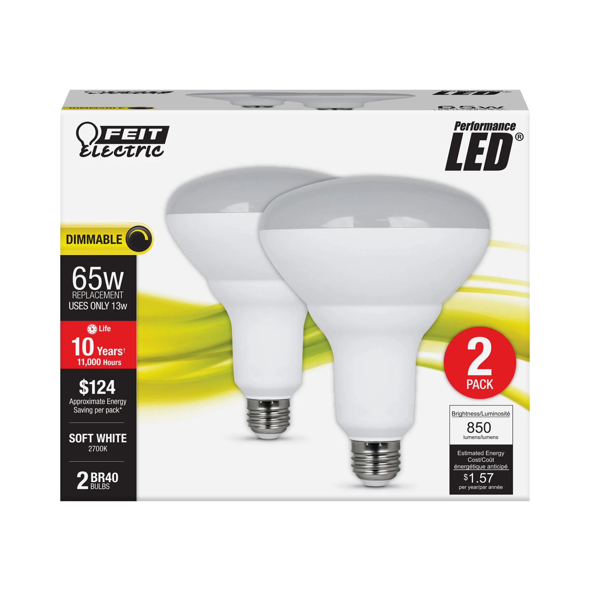 BR40 LED Flood Bulb Dimmable 2700K Soft White E26 65W Equivalent