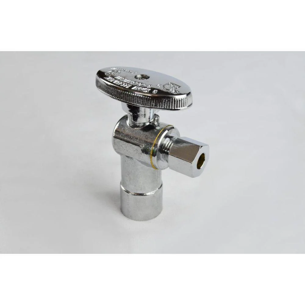 Chrome Plated Ice Maker Valves 1/4" OD X 1/2" SWT Angle Valve