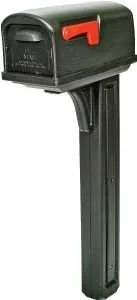 Classic Plastic Mailbox and Post Combo, Black, Rear Access Door