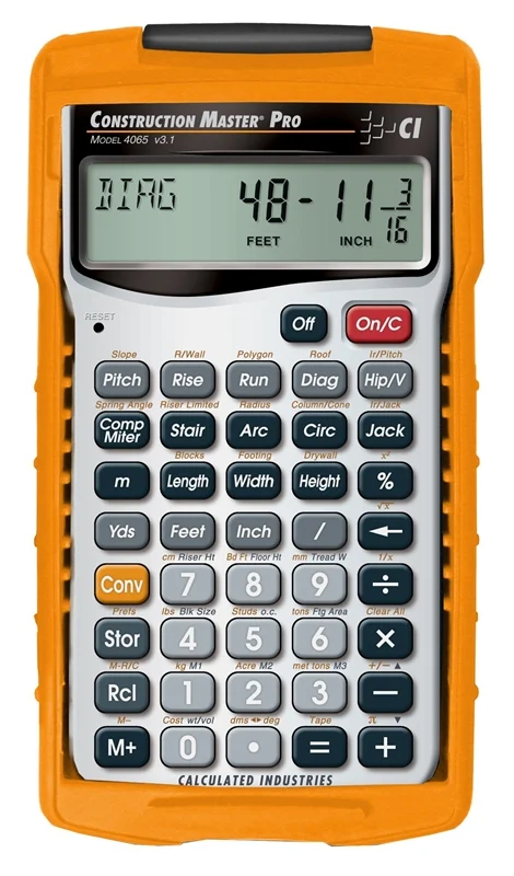 Construction Master Pro Advanced Construction-Math Calculator (11-Digit)