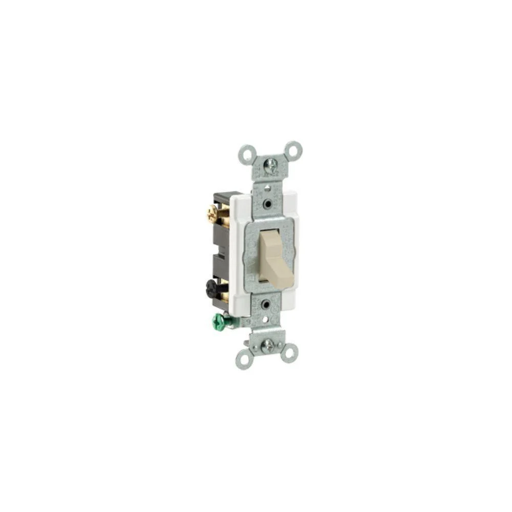 CS215-2I Leviton 15 Amp, 120/277 Volt, Toggle Double-Pole AC Quiet Switch, Commercial Spec Grade, Grounding, Side Wired - Ivory