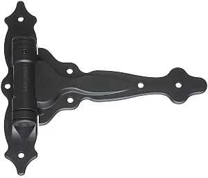 Decorative Spring T-Hinge, Black Polymer, 7-3/4 x 8-1/2 in