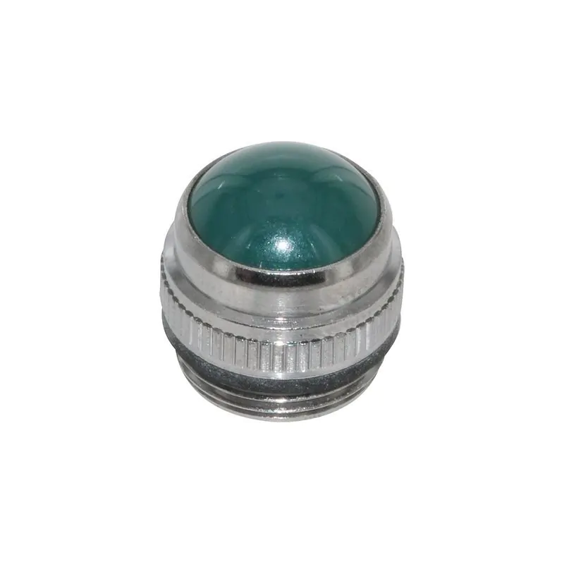 Dialight, Green, Diffused, White Brass / Chrome, Threaded Panel Lens, 81-0112-300
