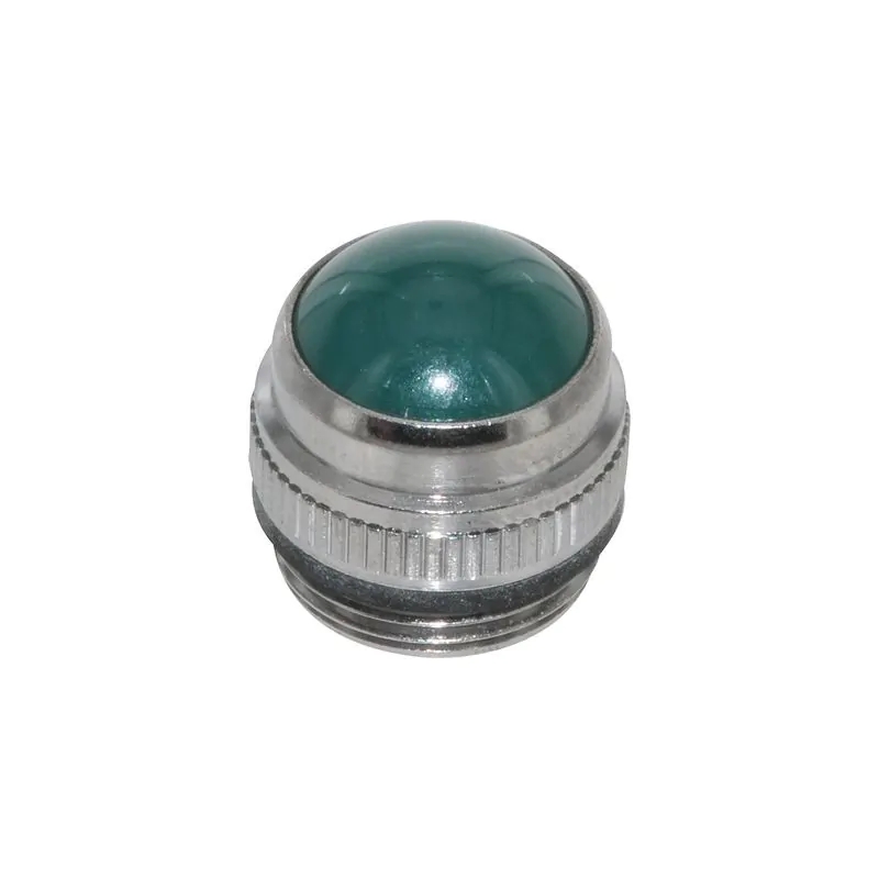 Dialight, Green, Transparent, White Brass / Chrome, Threaded Panel Lens, 81-0132-300