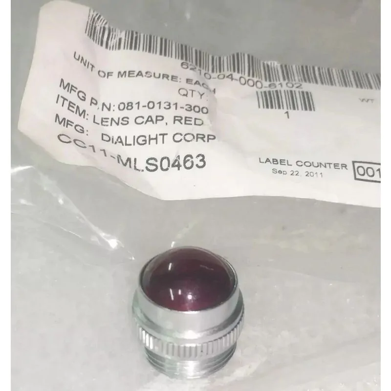 Dialight, Red, Diffused, White Brass / Chrome, Threaded Panel Lens, 81-0111-300