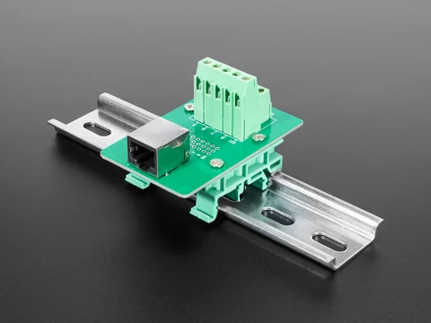 DIN Rail RJ-45 To Terminal Block Adapter - Right Angle Jack