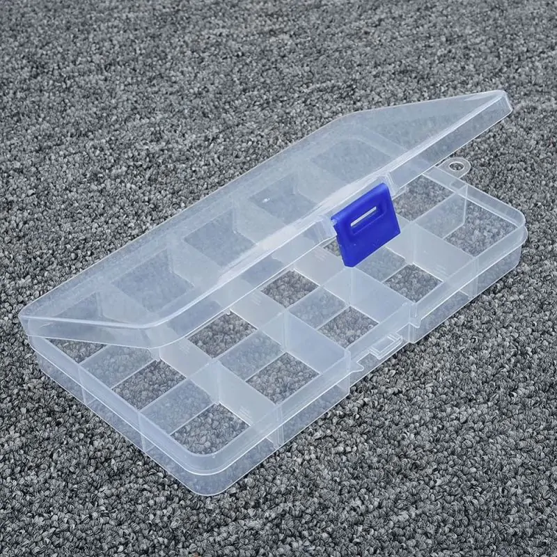 Empty 15 Divider Storage Container Case,, Plastic Parts Bin Organizer Box