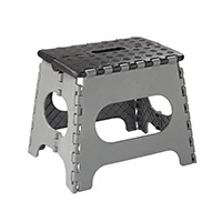 Folding Plastic Step Stool, Black/Gray