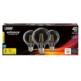 G25 LED Globe 40W Equivalent Clear Filament Bulbs, 3-Pack