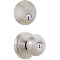 Georgian Keyed Entry Knob & Single Cylinder Deadbolt Combo, Satin Nickel