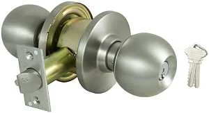 Grade 2 Storeroom Knobset, Stainless Steel, Keyed Different