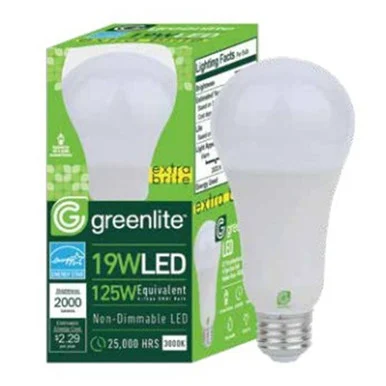 GreenliteExtra Brite Non-Dimmable LED Bulb, 19 W, LED Lamp
