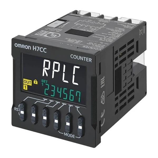 H7CC Digital Counter/Tachometer - 2-stage, Screw Term, 12-48VDC, Contact SPST+SPDT