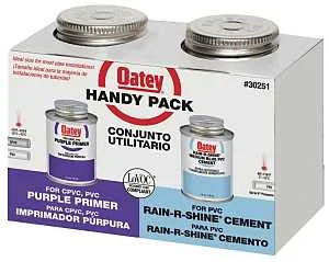 Handy Pack 4 oz Purple Primer + 4 oz Rain-R-Shine PVC Cement