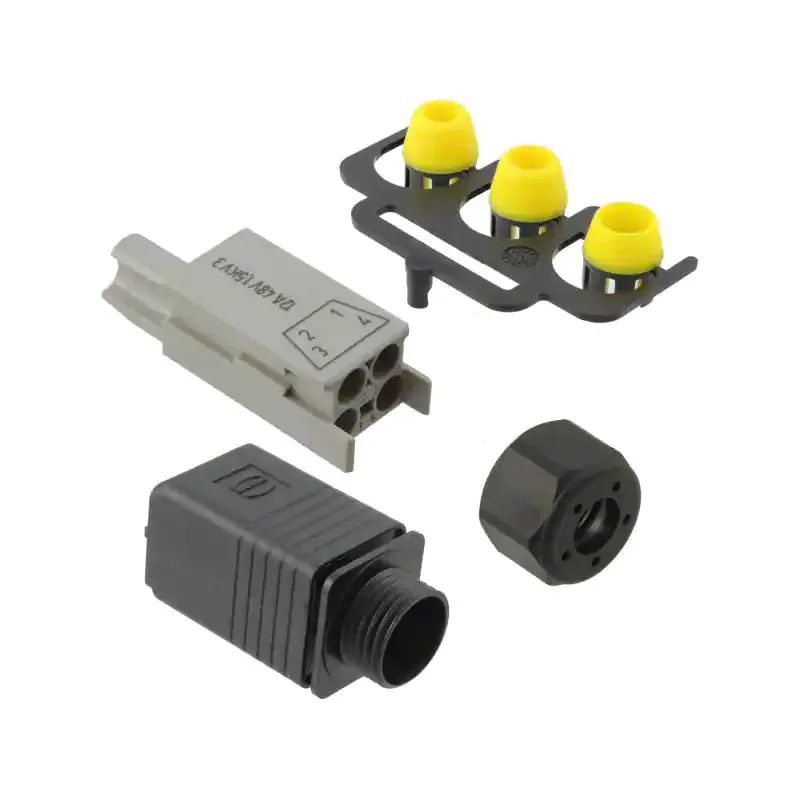 HARTING CONNECTOR, 4 Position Rectangular Connectors - Housings Plug Black, W10