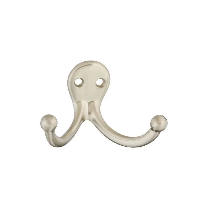 Heavy Duty Double Coat & Hat Hook, Satin Nickel