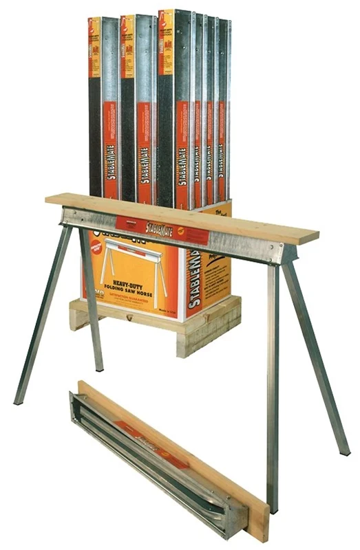 Heavy-Duty Galvanized Steel Sawhorse 30 in, Contractor Rated