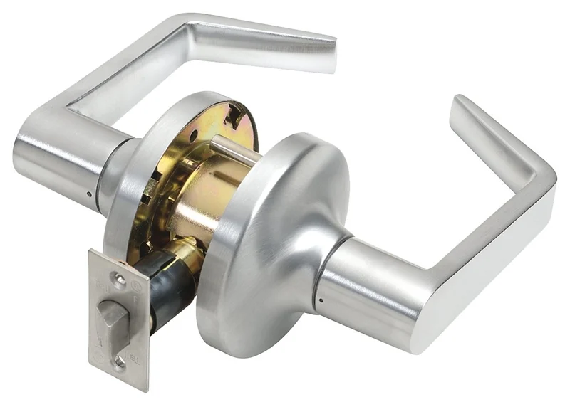 Heavy-Duty Passage Lever Lockset Satin Chrome 2-3/4 in Backset