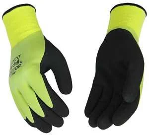 Hi-Vis Double Latex Coated Waterproof Work Gloves, Medium