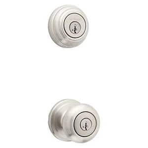 Juno Combo Pack Keyed Entry Knob & Deadbolt, Satin Nickel