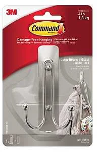 Large Double Wall Hook, Brushed Nickel Finish, 4 lb Capacity
