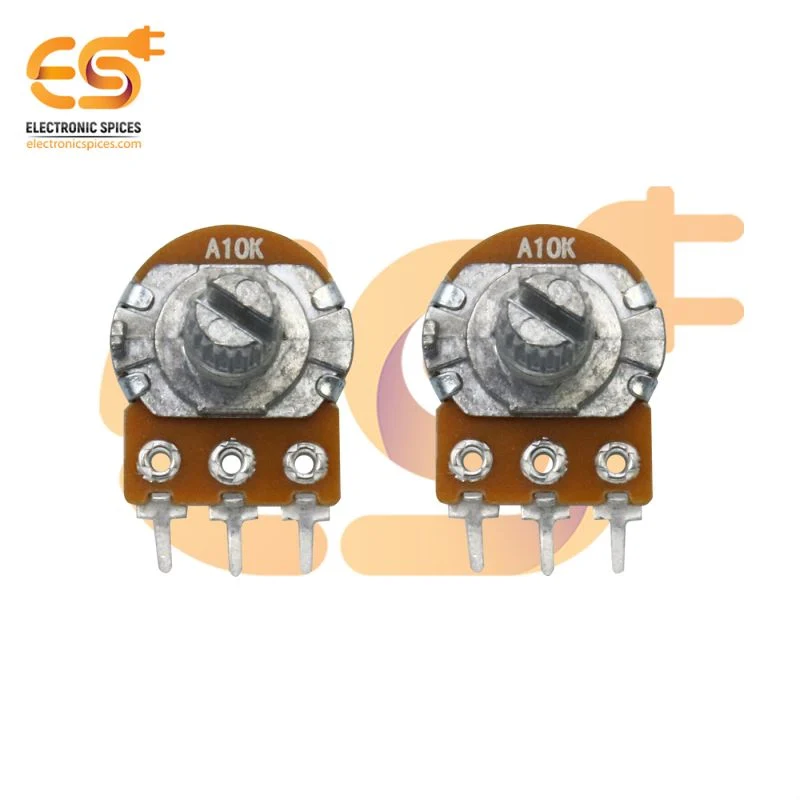 10K Rotary potentiometer 14mm long round shaft handle 3 pin pack of 2pcs