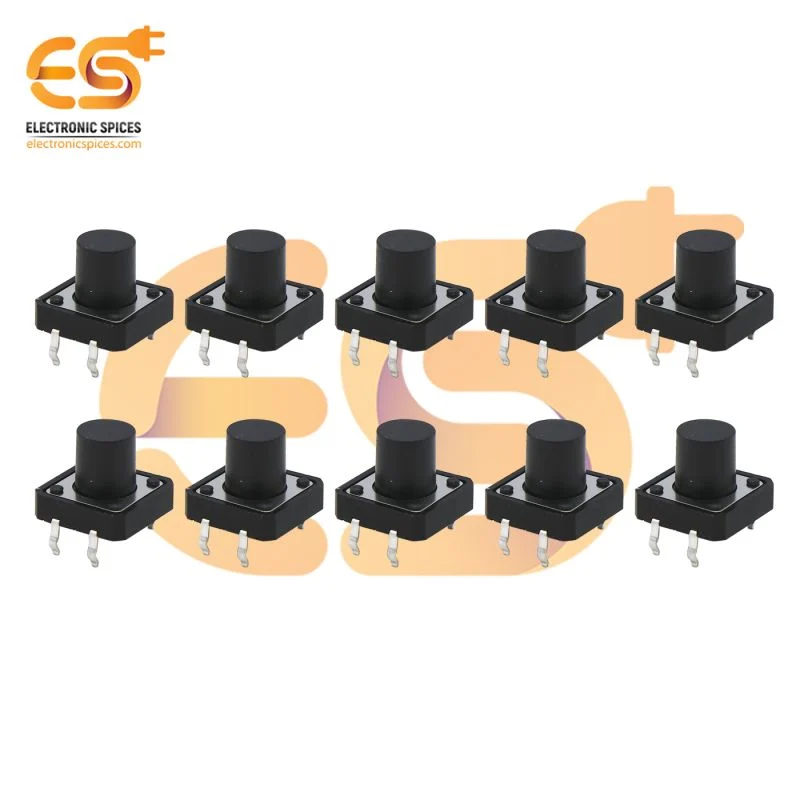 12x12x10mm Black color tactile momentary push button switch pack of 10pcs