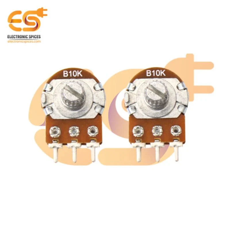 10K dual gang rotary potentiometer round shaft handle 6 pin pack of 2pcs