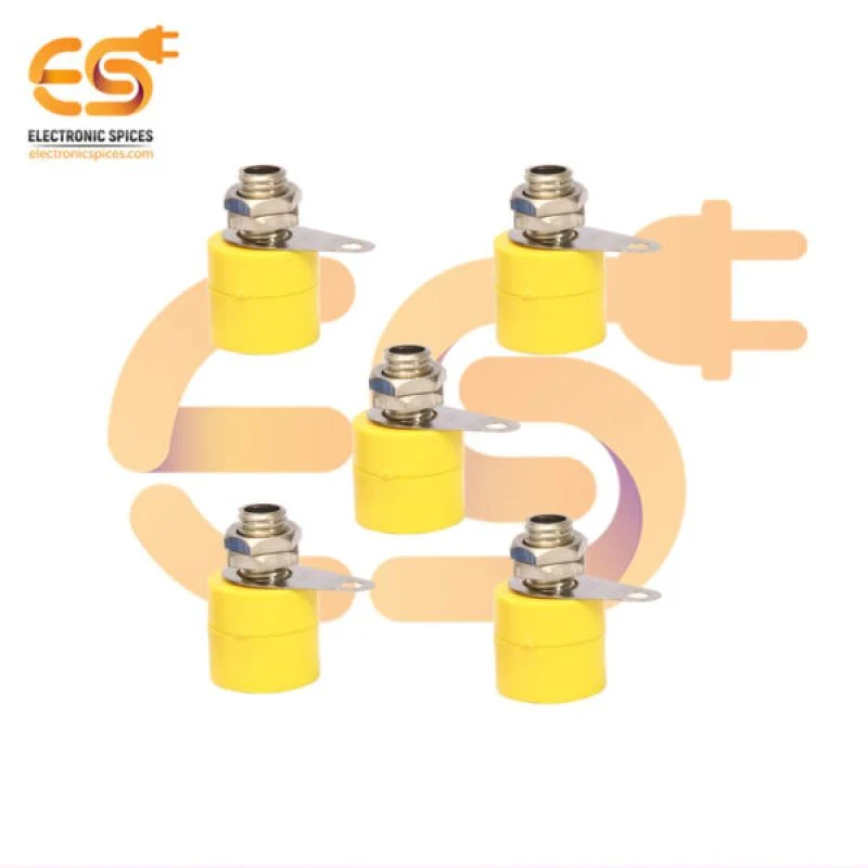 4mm 5A Yellow color Female socket banana connector pack of 5pcs