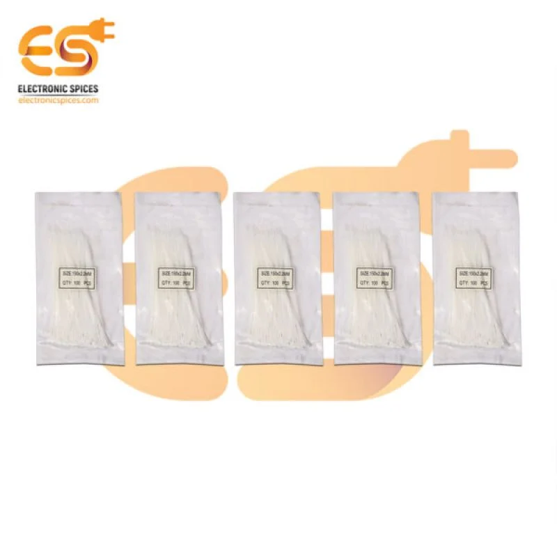 2.5mm x 150mm White color Multi-purpose Self locking Nylon 66 industrial grade cable tie pack of 500pcs